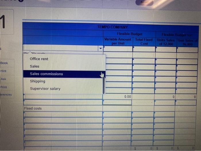 Prepare a flexible budget at activity levels of 12,000 units and 16,000