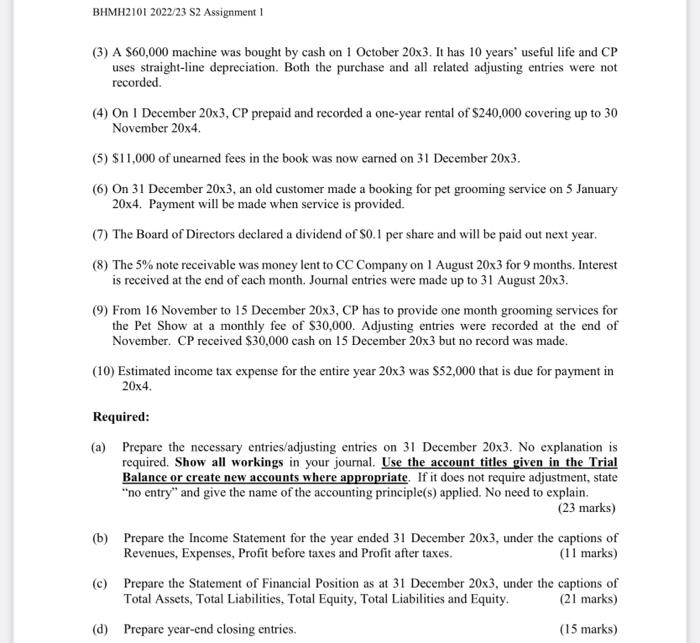 I (70 marks) Cucu Pets Company (CP) is a pet beauty shop