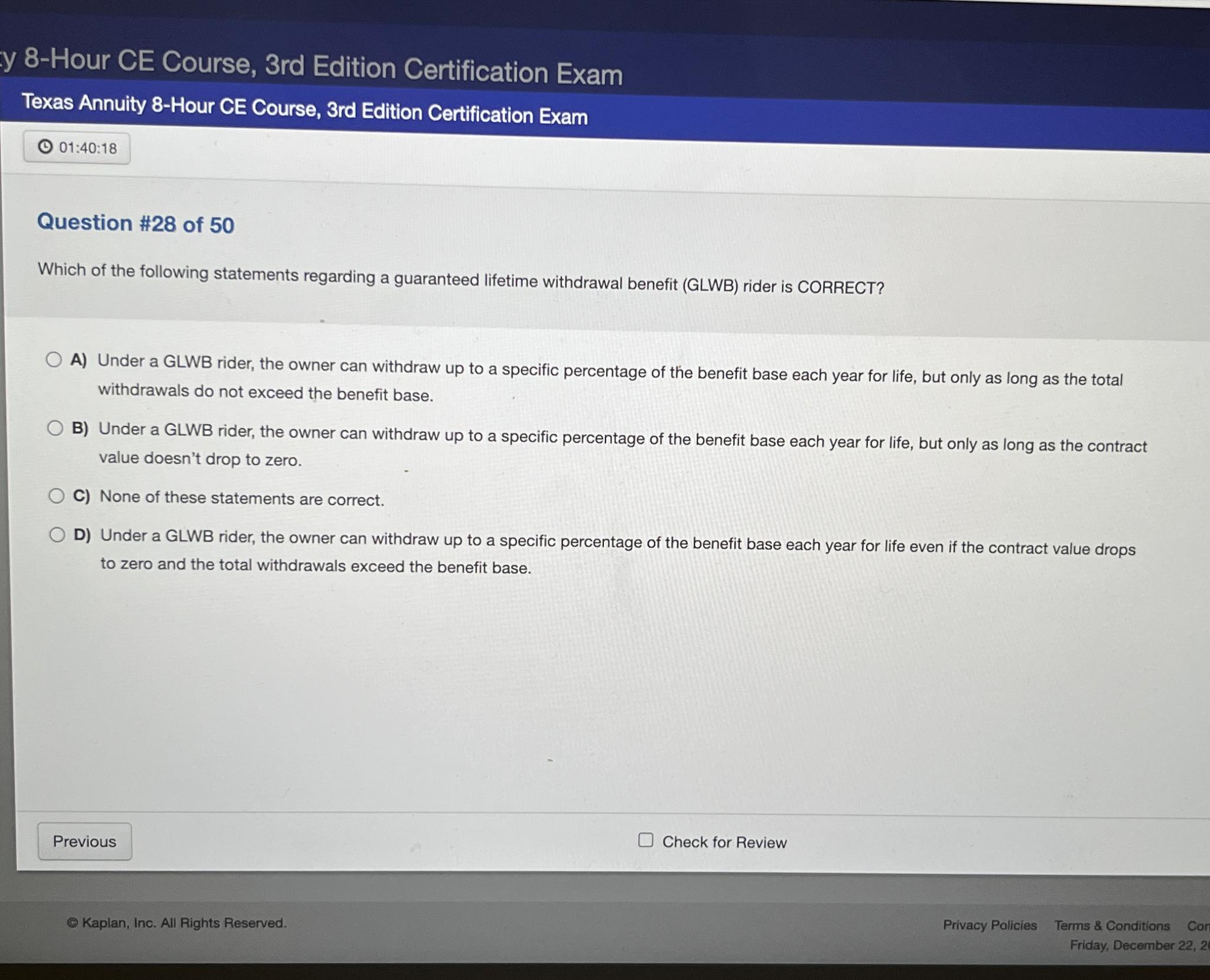  y 8-Hour CE Course, 3rd Edition Certification Exam Texas Annuity 8-Hour