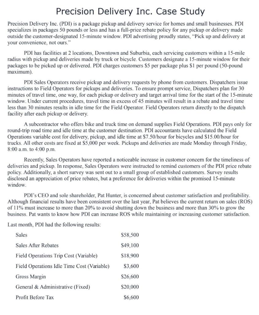CS Long Precision Delivery Inc. Case Study Precision Delivery Inc. (PDI) is
