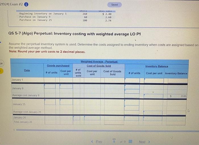 of January. On January 26, the company sells 290 units. Ending inventory