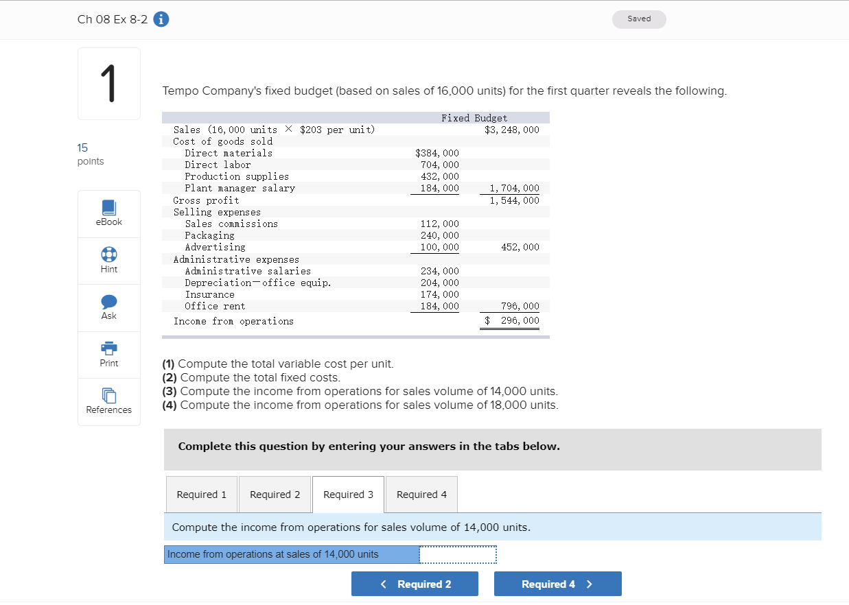 for the first quarter reveals the following. 15 Fixed Budget Sales (16,