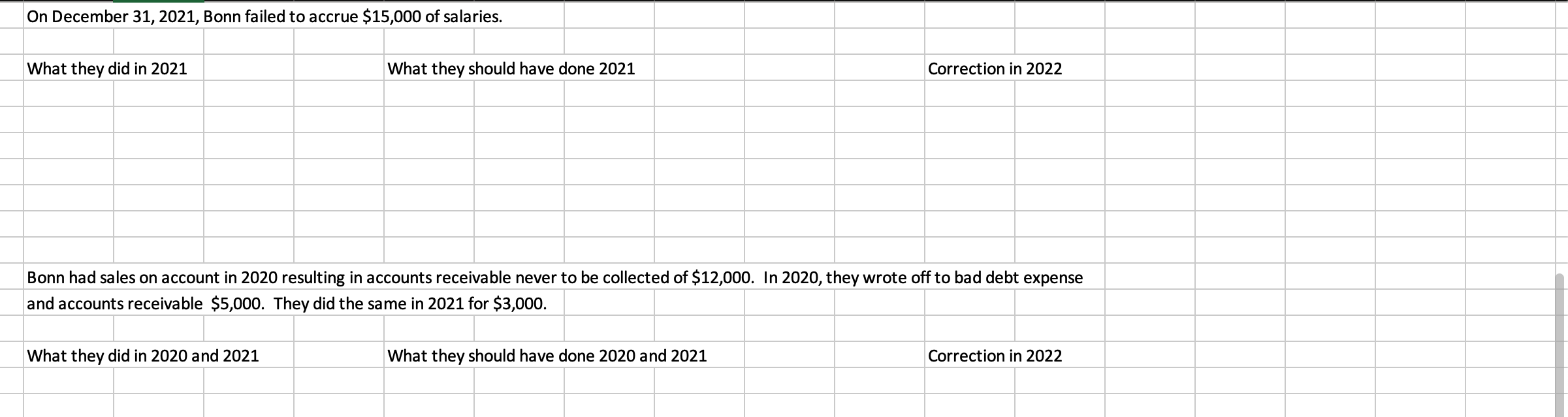 four please? Orlon Company has macle some accounting errors, all discovered before
