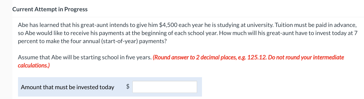  Current Attempt in Progress Abe has learned that his great-aunt intends