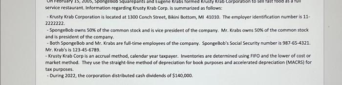  February 15, 2005, SpongeBob Squarepants and Eugene Krabs formed Krusty Krab