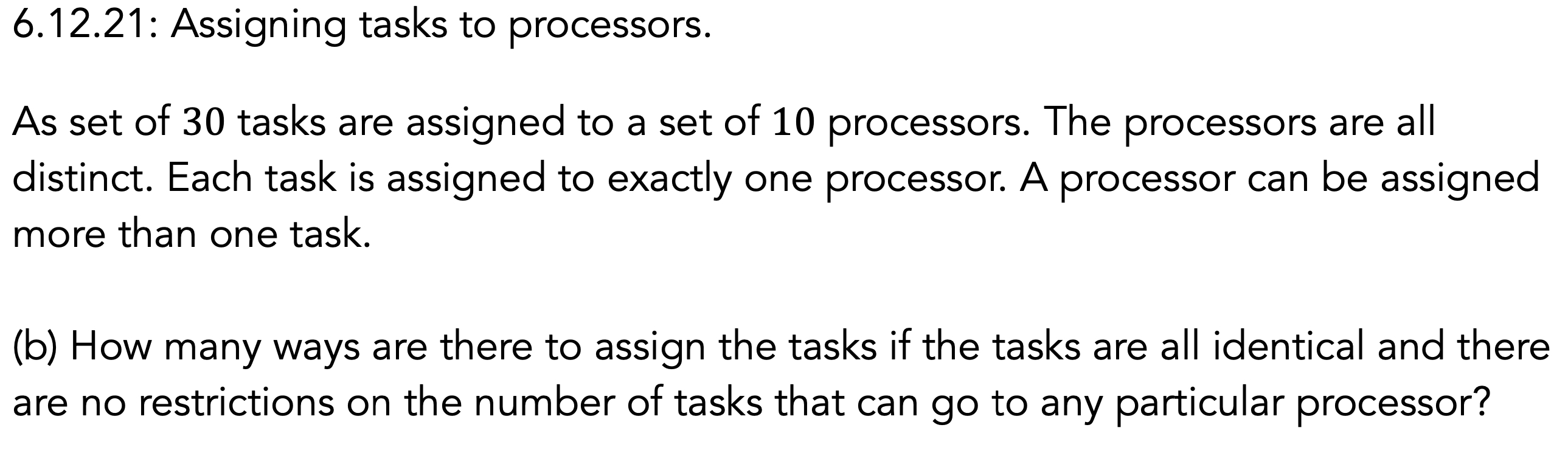  6.12.21: Assigning tasks to processors. As set of 30 tasks are