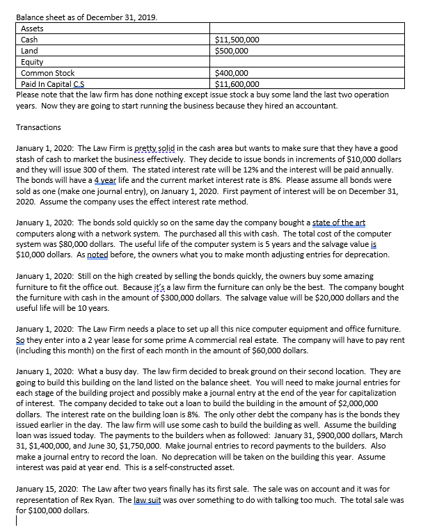 Can someone please create a year end balance sheet using the previous