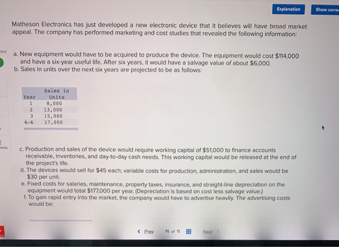 Assuming instead of making any changes to Advertising, Matheson Electronics has decided