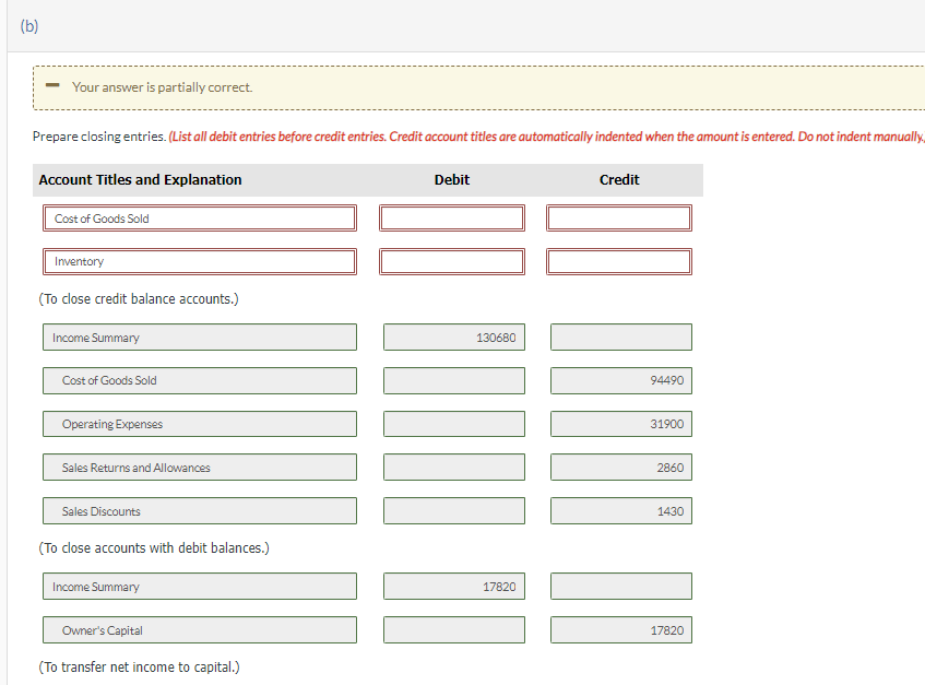 a result of the physical count. (List all debit entries before credit