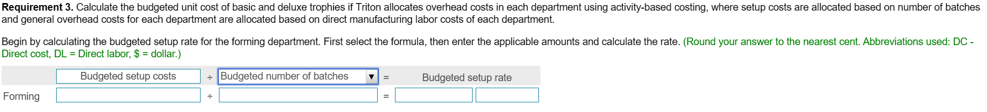 how to figure out setup costs. Please finish the rest of the