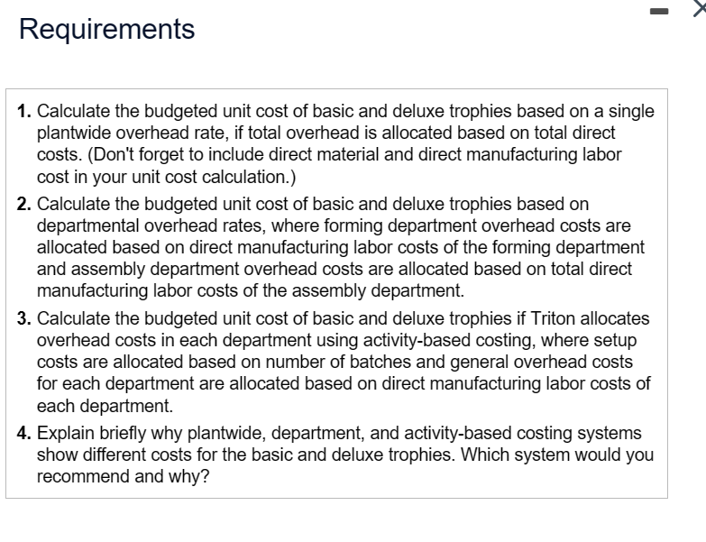 to do Requirement 3 & 4. Thank you! batches of 50 units