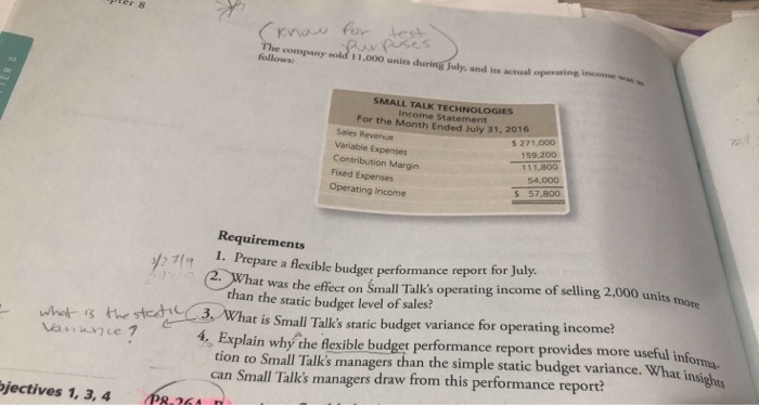 report 1. Static Bud. Var. for Op. Inc. $20,800 F Pnpses Crne