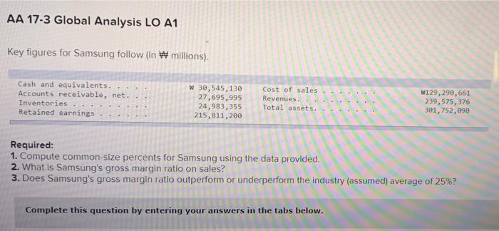  AA 17-3 Global Analysis LO A1 Key figures for Samsung follow