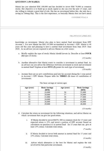  Please answer question d. Thank you :) QUESTION 2 (50 MARKS)