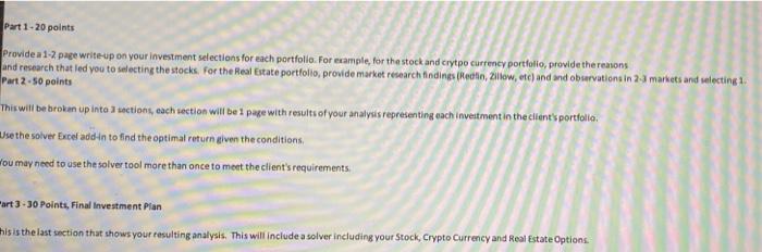 Financial Investment Portfolio 2 3. Using a similar model from Chapter 8