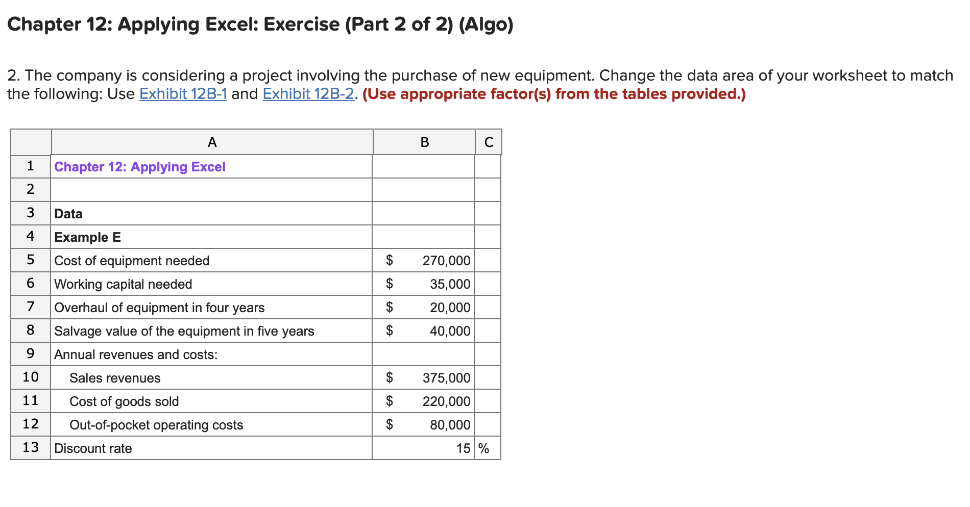 Chapter 12: Applying Excel: Exercise (Part 2 of 2) (Algo) 2.