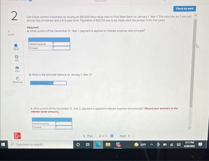  2 3 points Check my work Dan Dayle started a business