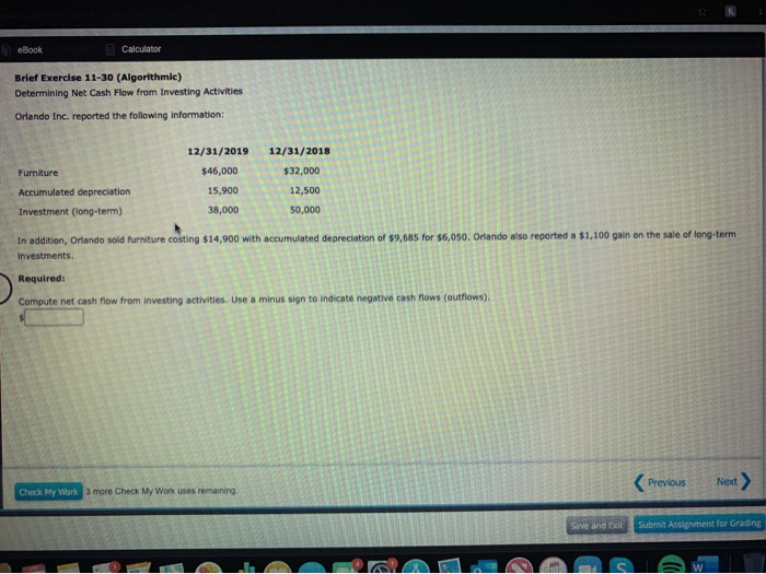  eBook Calculator Brief Exercise 11-30 (Algorithmic) Determining Net Cash Flow from