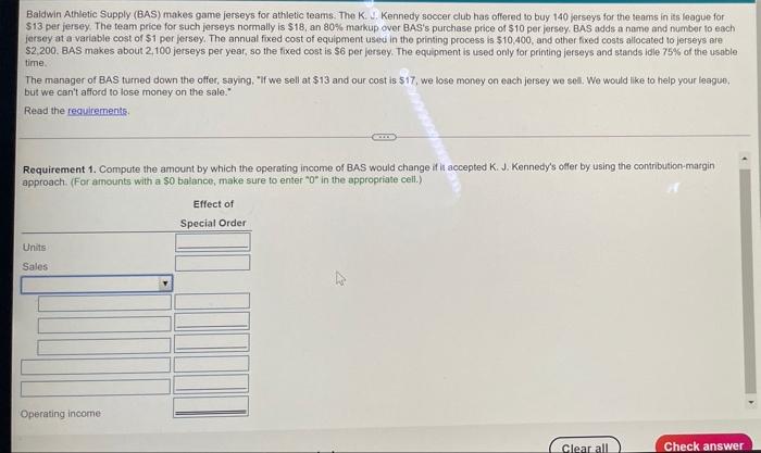  Baldwin Athletic Supply (BAS) makes game jerseys for athletic teams. The