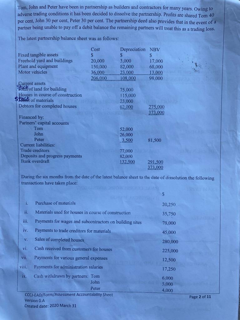 All information needed is listed below. This course is called Financial Account