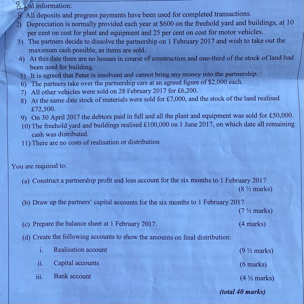 2 Tom, John and Peter have been in partnership as builders and