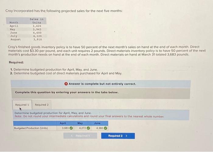  do correctly required 2 please have asked previously Croy Incorporated has