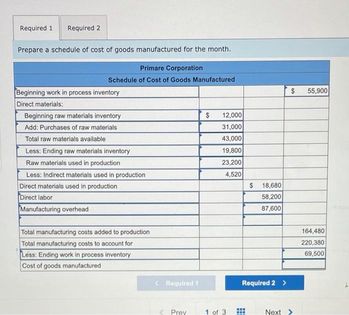 get something correct. thank you 1 Primare Corporation has provided the following