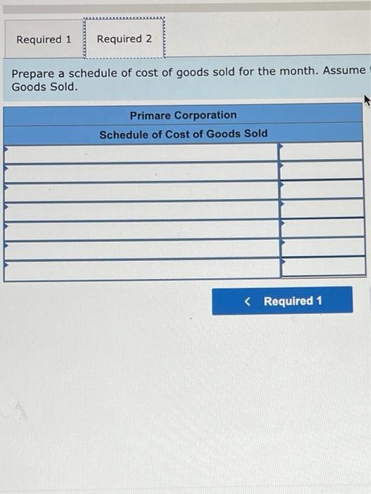 data concerning last month's manufacturing operations Purchases of raw materials Indirect materials