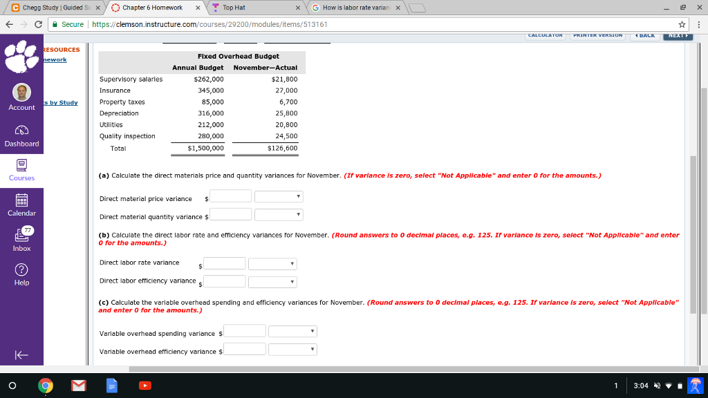 Top Hat G How is labor rate varian c secure! https://clemson.instructure.com/courses/29200/modules/items/513161 ESOURCES