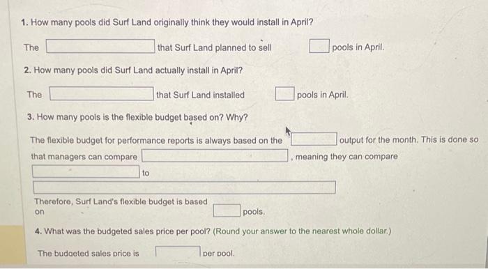 they would install in April? The that Surf Land planned to sell