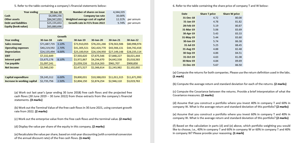 Please answer in excel format. 6. Refer to the table containing