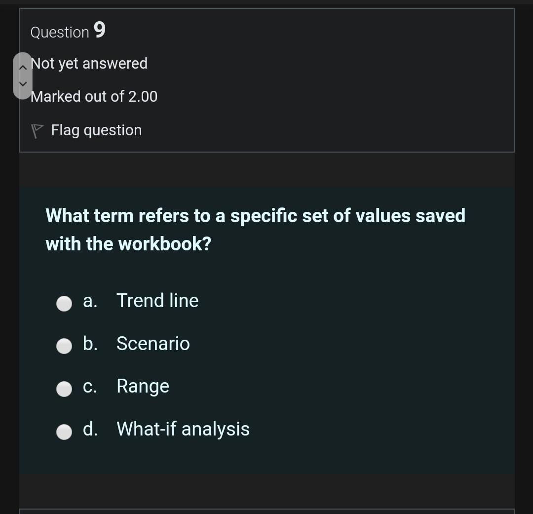 out of 2.00 Flag question the enter key completes a cell entry
