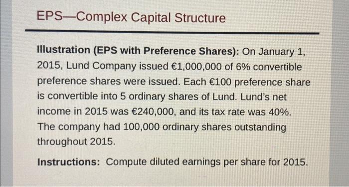 please help me solve this and show me all steps EPS-Complex Capital