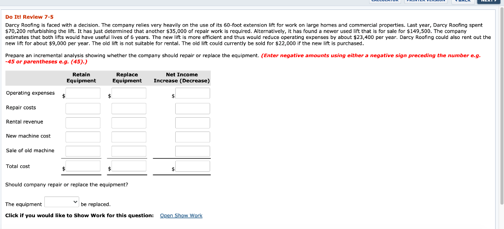  Do It! Review 7-5 Darcy Roofing is faced with a decision.