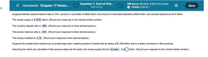  Homework: Chapter 17 Home... Question 7, End-of-Cha... HW Score: 80.55%, 8.05