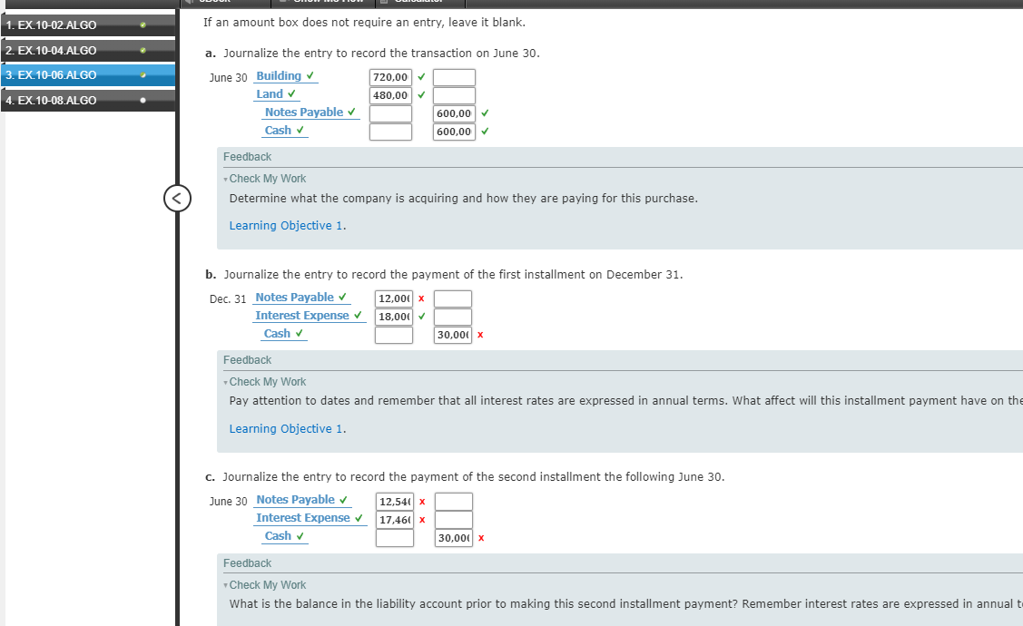 purchased land for $480,000 and a building for $720,000, paying $600,000 cash
