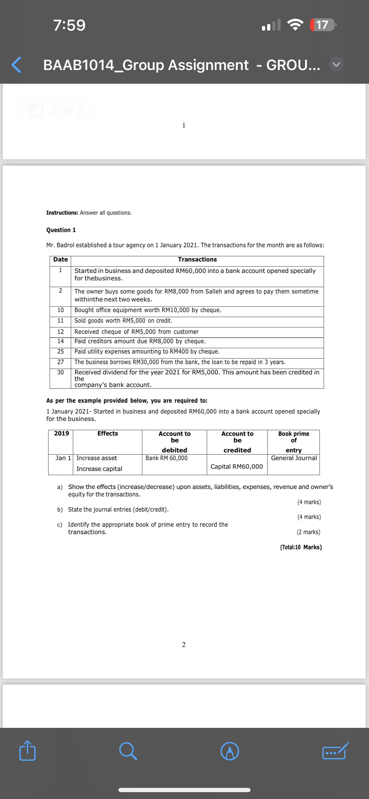  7:59 17 BAAB1014_Group Assignment - GROU... 1 Instructions: Answer all questions.