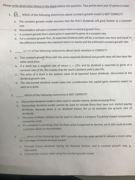  Please write down your choice in the blank before the question.