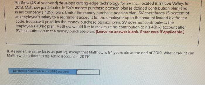 in Silicon Valley In 2019, Matthew participates in SV's money purchase pension