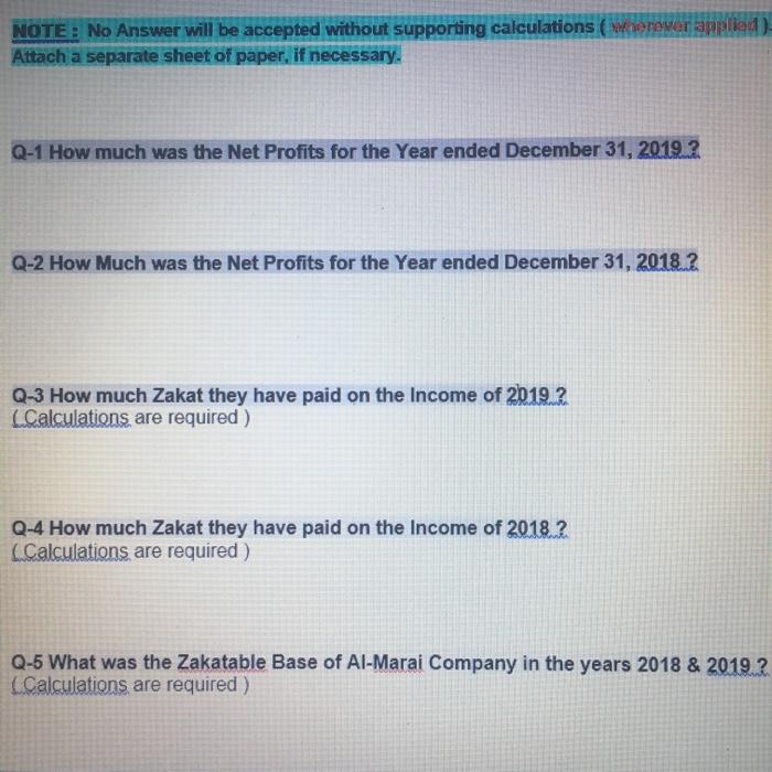  NOTE: No Answer will be accepted without supporting calculations werewer applied