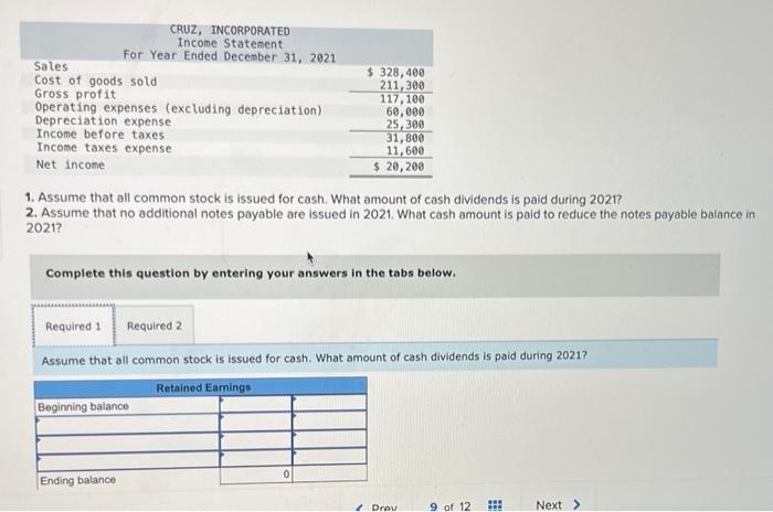 - corporated 1. Assume that all common stock is issued for cash.