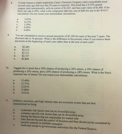 Please answer all questions (8-11) and show work or what to input