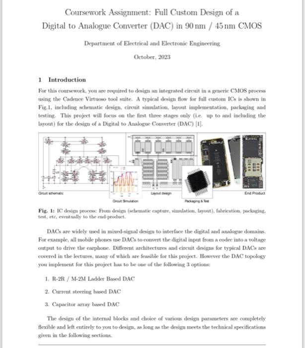 Pleases design below by using Cadence tool.. Coursework Assignment: Full Custom Design