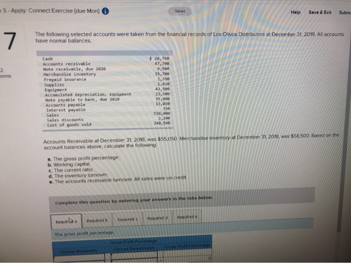  * 5 - Apply. Connect Exercise (due Mon) Saved Help Seve