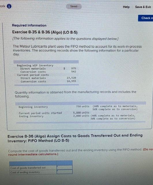  ork Savod Help Save & Exit Check Required information Exercise 8-35