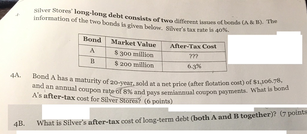 work that helped you arrive to the answers. Silver Stores' long-long debt