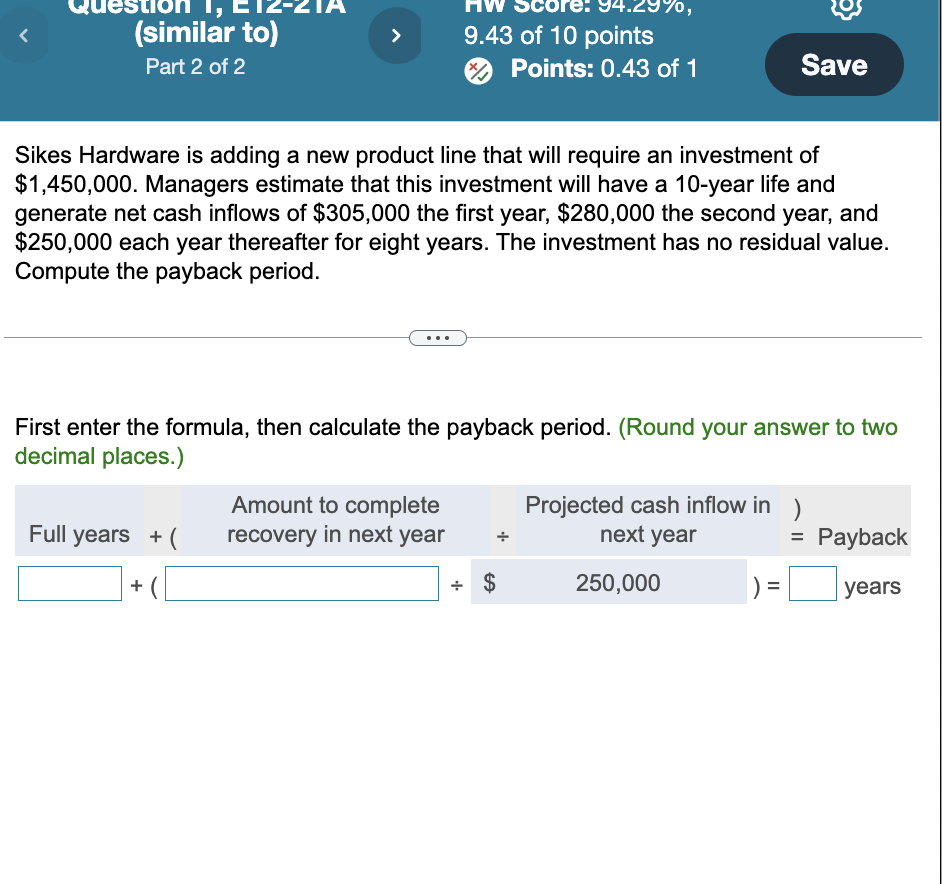 hw 12, 1 the image bellow is an incorrect answer Sikes Hardware