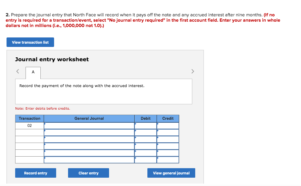 Assume that North Face borrows $2 million from U.S. Bank and signs
