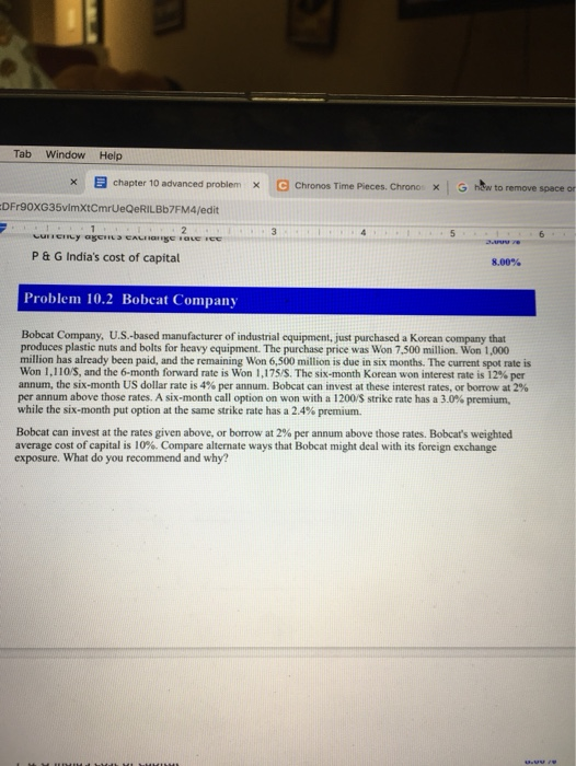 Tab Window Help X chapter 10 advanced problem X C Chronos