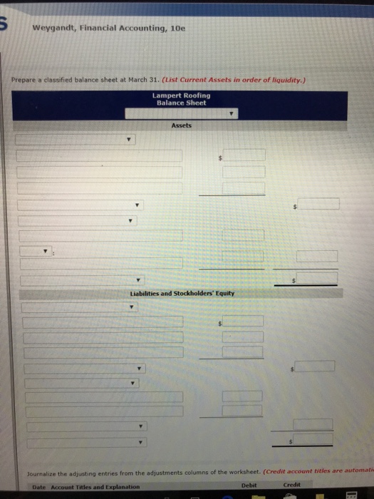 March 31, 2019, are as follows. Lampert Roofing udy Trial Balance nt